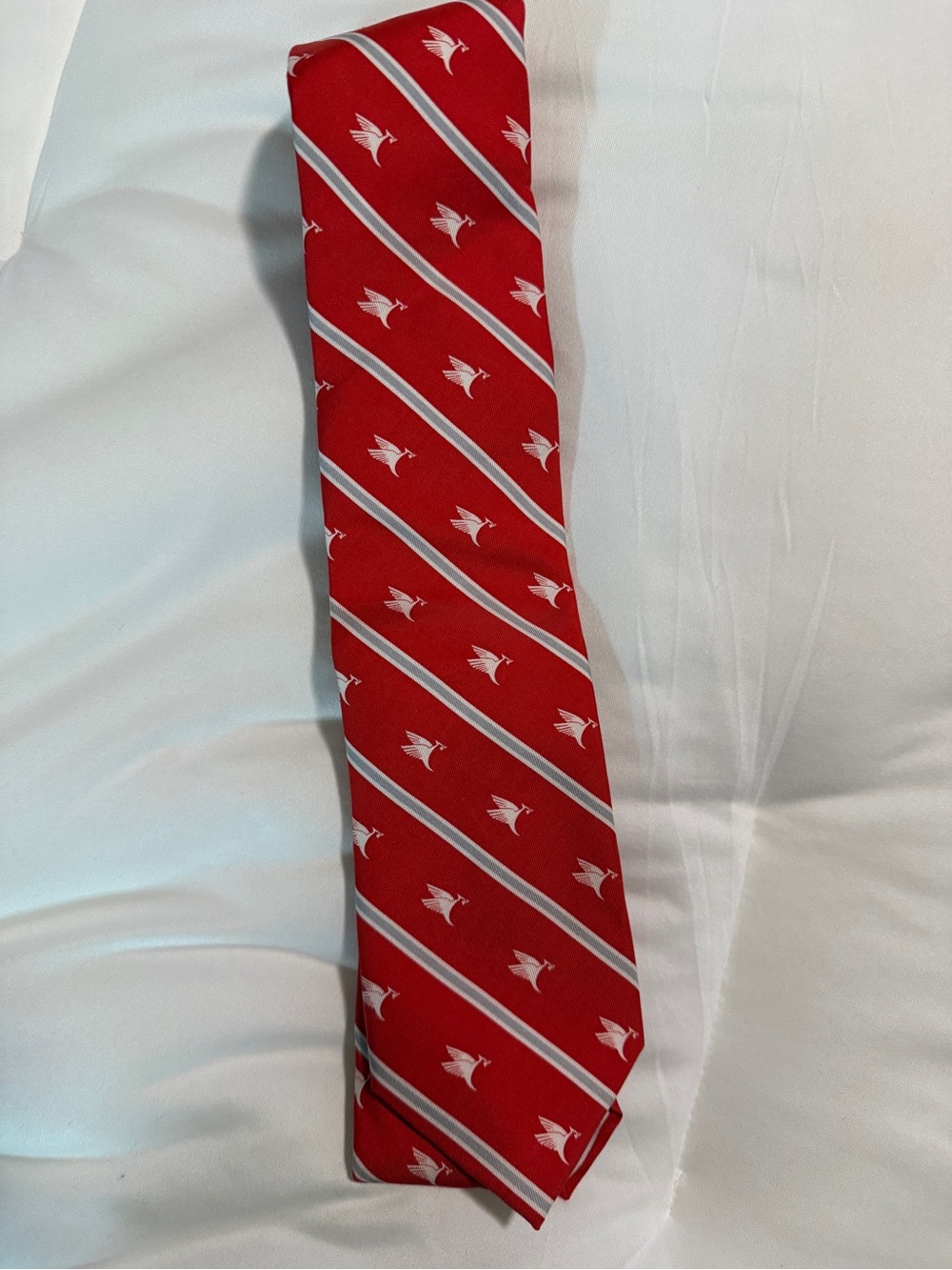 Vineyard Vines Red Striped Tie with White bird Motif